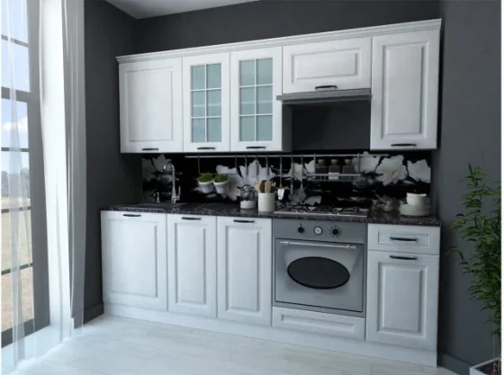 Кухонный гарнитур Hoff Белла 2,4 м, 246х216х60 см, матовый, цвет белое дерево